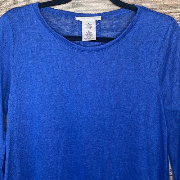 Philosophy Blue Crop Sleeve Lightweight Sweater Size Medium - Picture 2 of 9